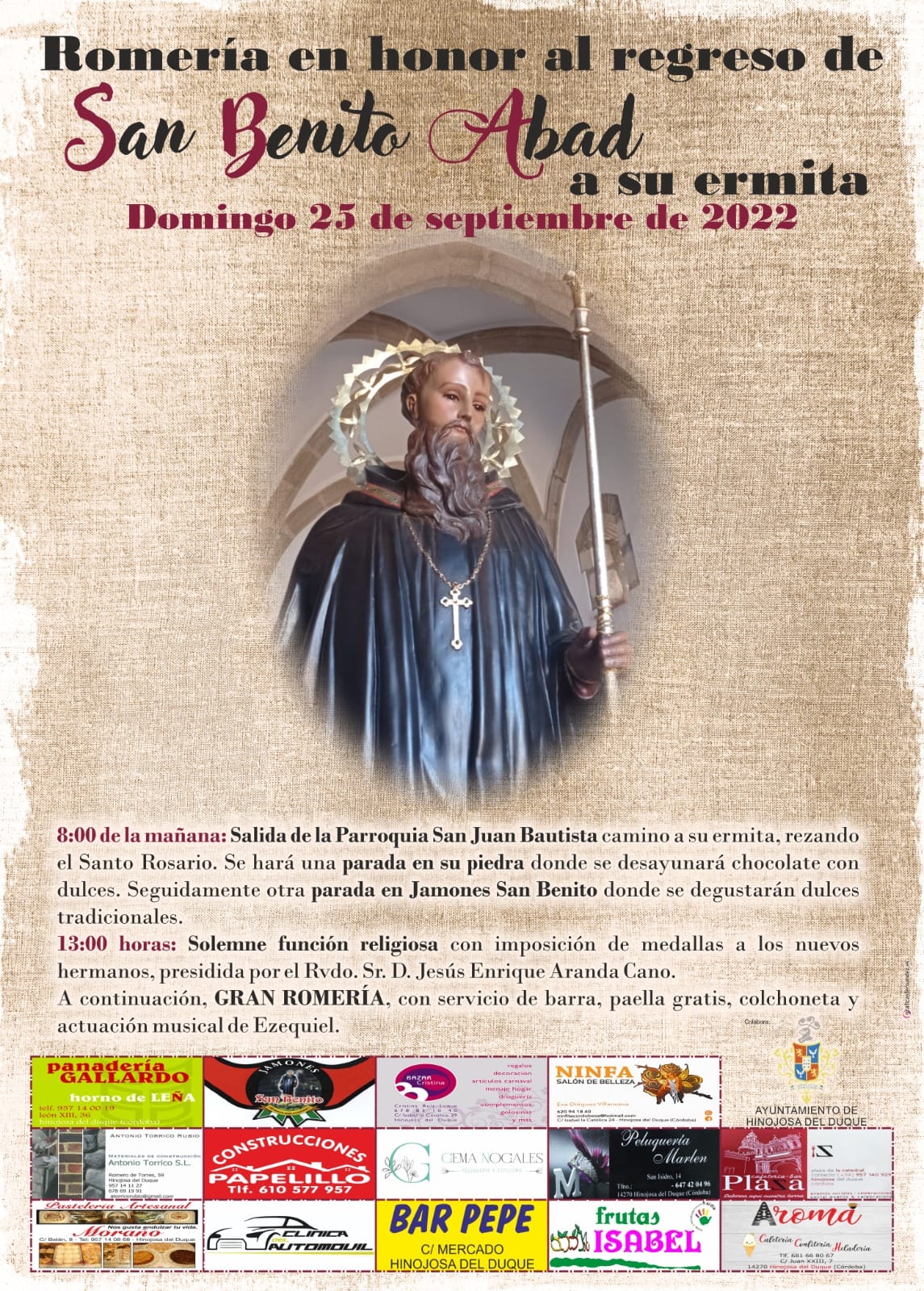 Cartel de Romería de San Benito abad 2022